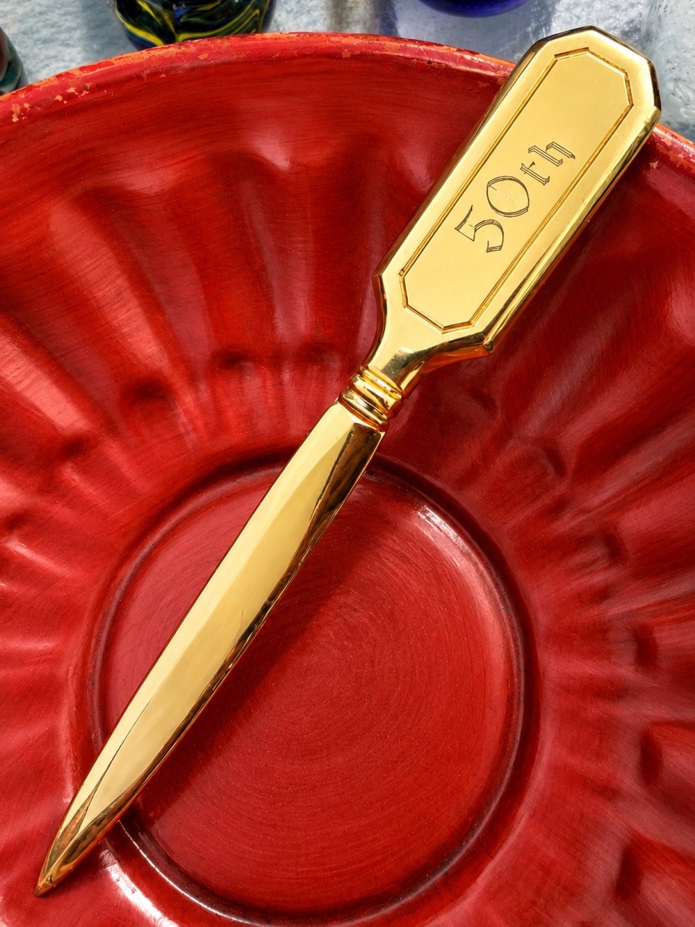 Old World Vintage 50th Letter Opener Gold Tone Estate Sale | Classic Keepsake